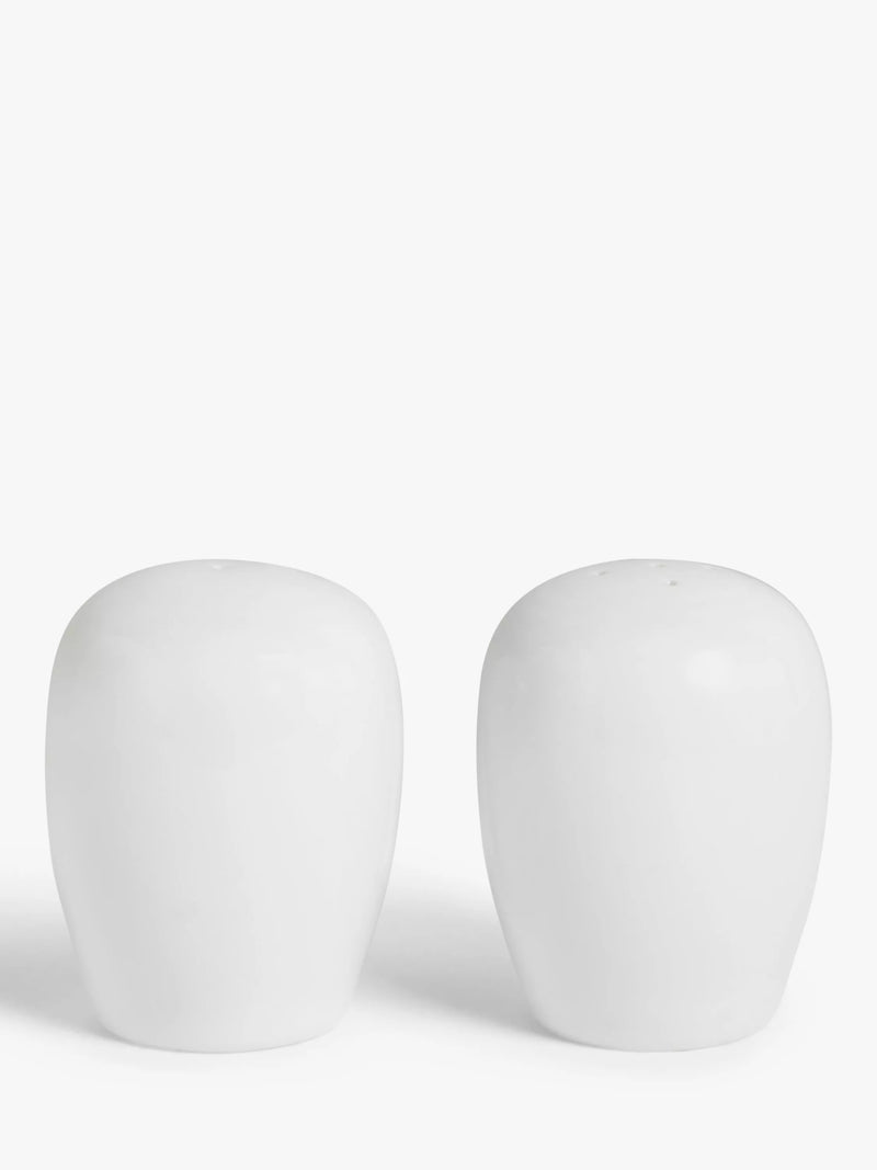 John Lewis porcelain salt and pepper shakers set of 2 white, UK version