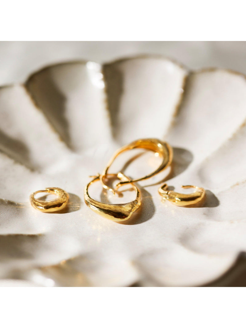 Monica Vinader Deia huggie hoop earrings in gold vermeil (British brand)