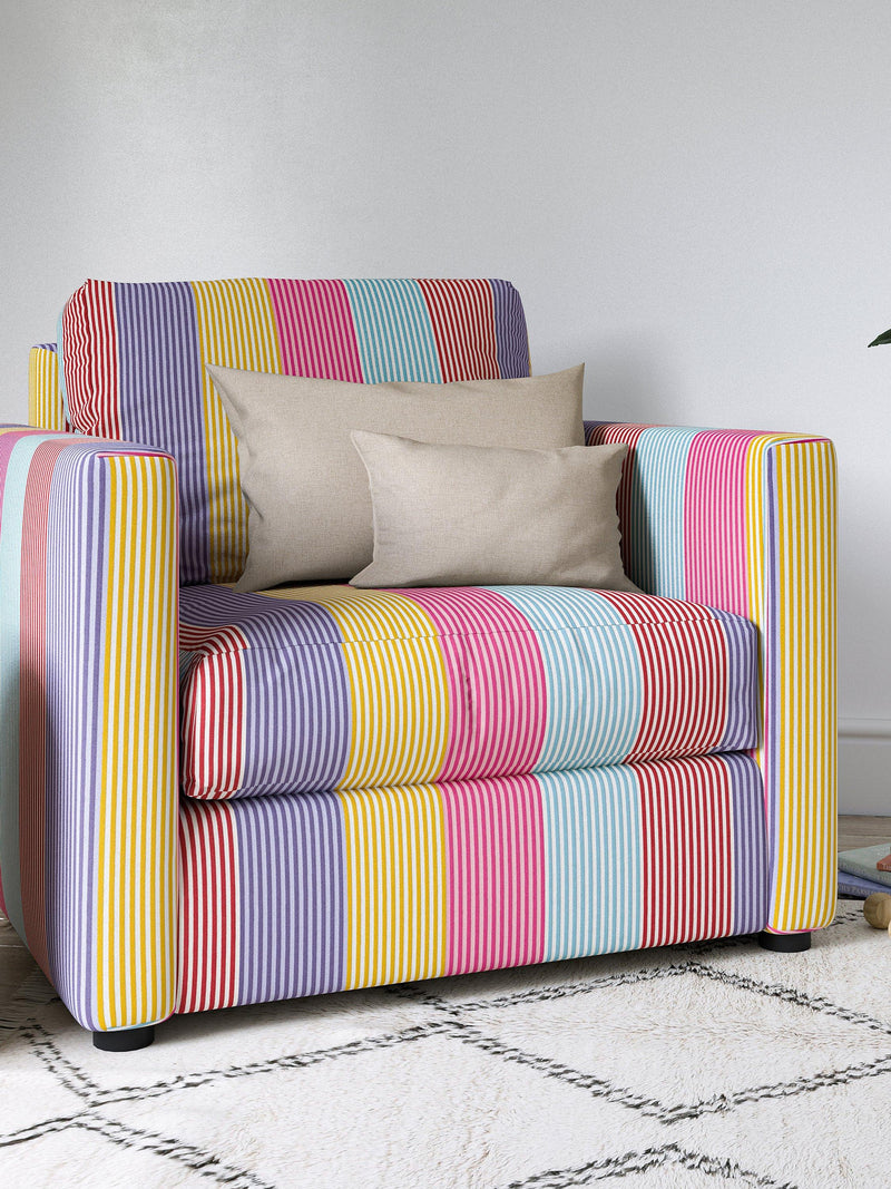 Harlequin Funfair Stripe furnishing fabric, imported from the UK