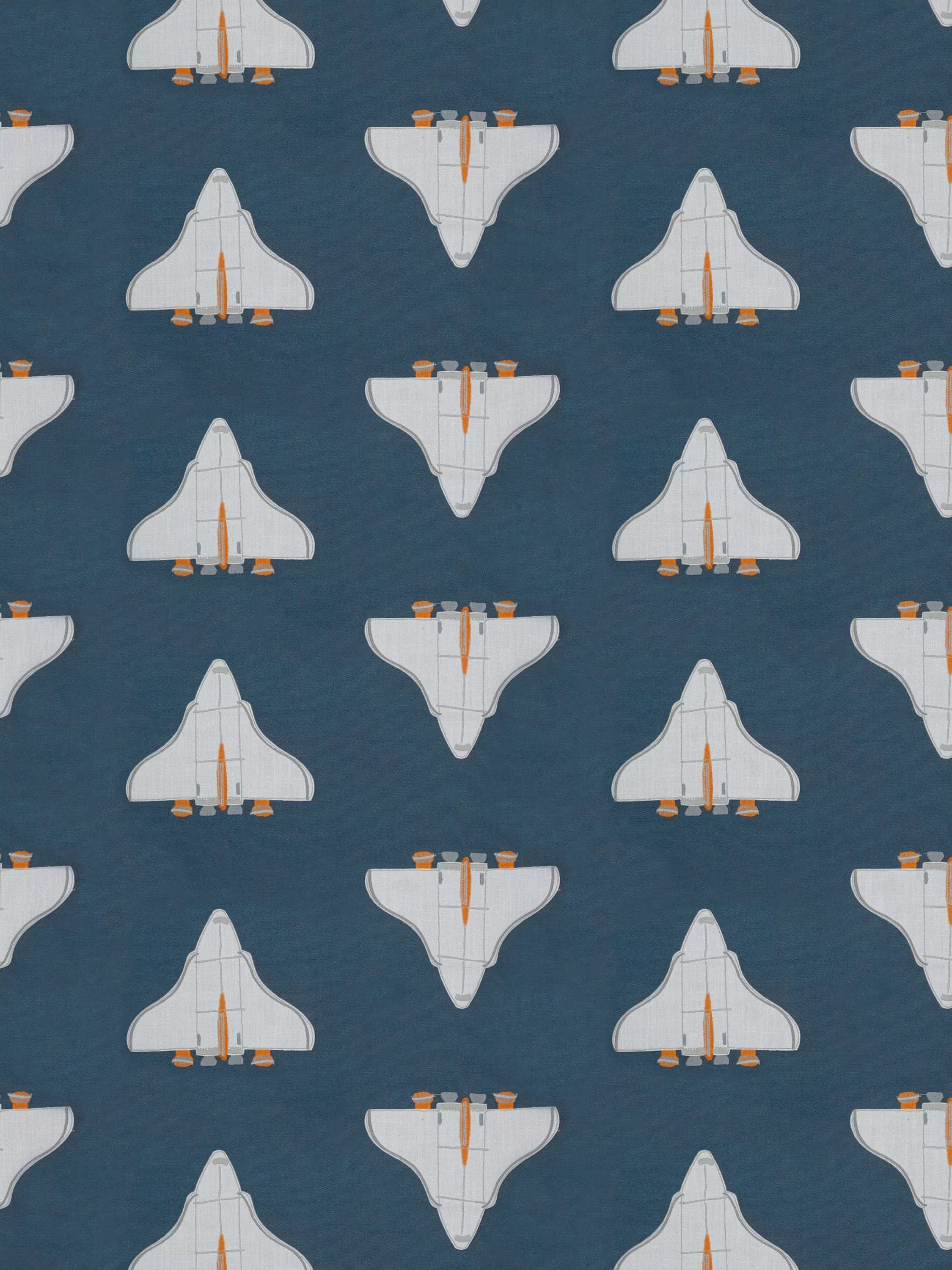 Harlequin space shuttle furnishing fabric with applique design, imported from the UK