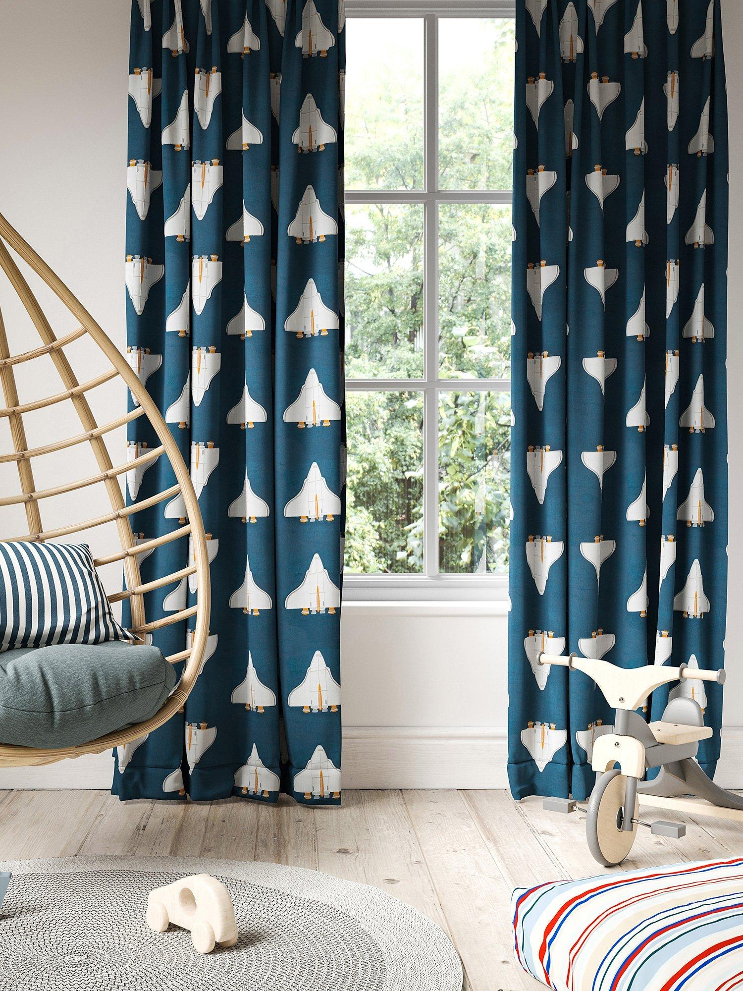Harlequin space shuttle furnishing fabric with applique design, imported from the UK