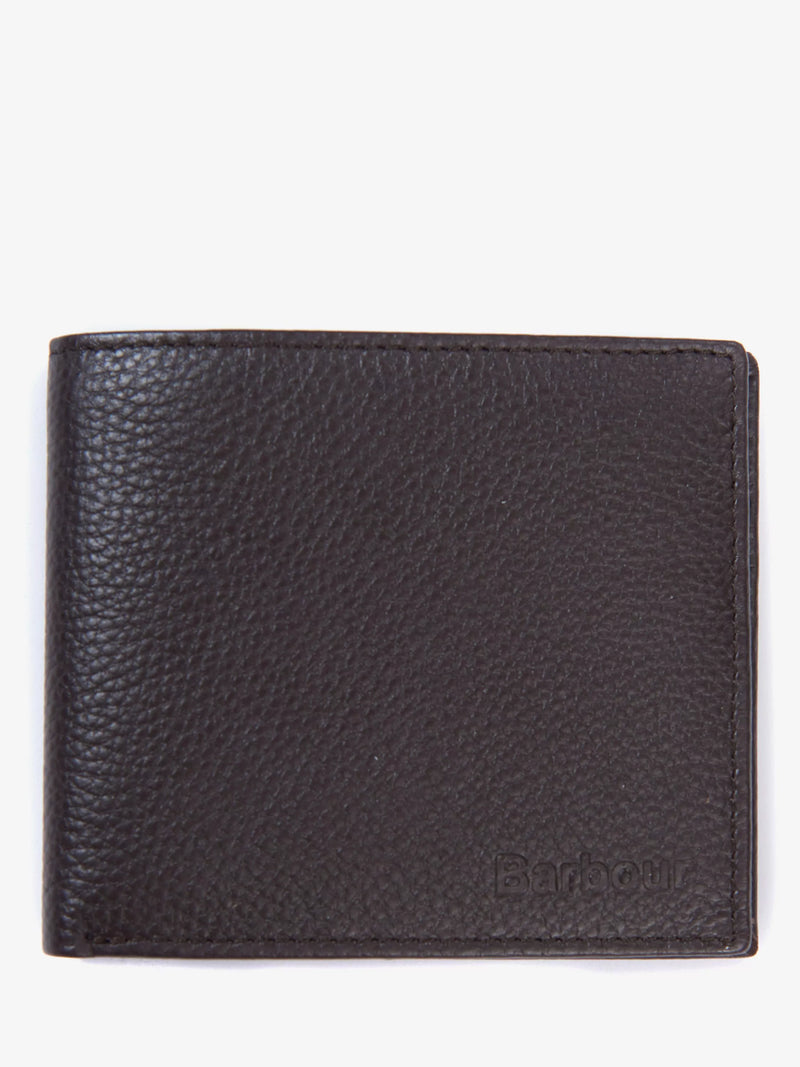 Barbour Amble Leather Billfold Wallet Dark Brown, UK version