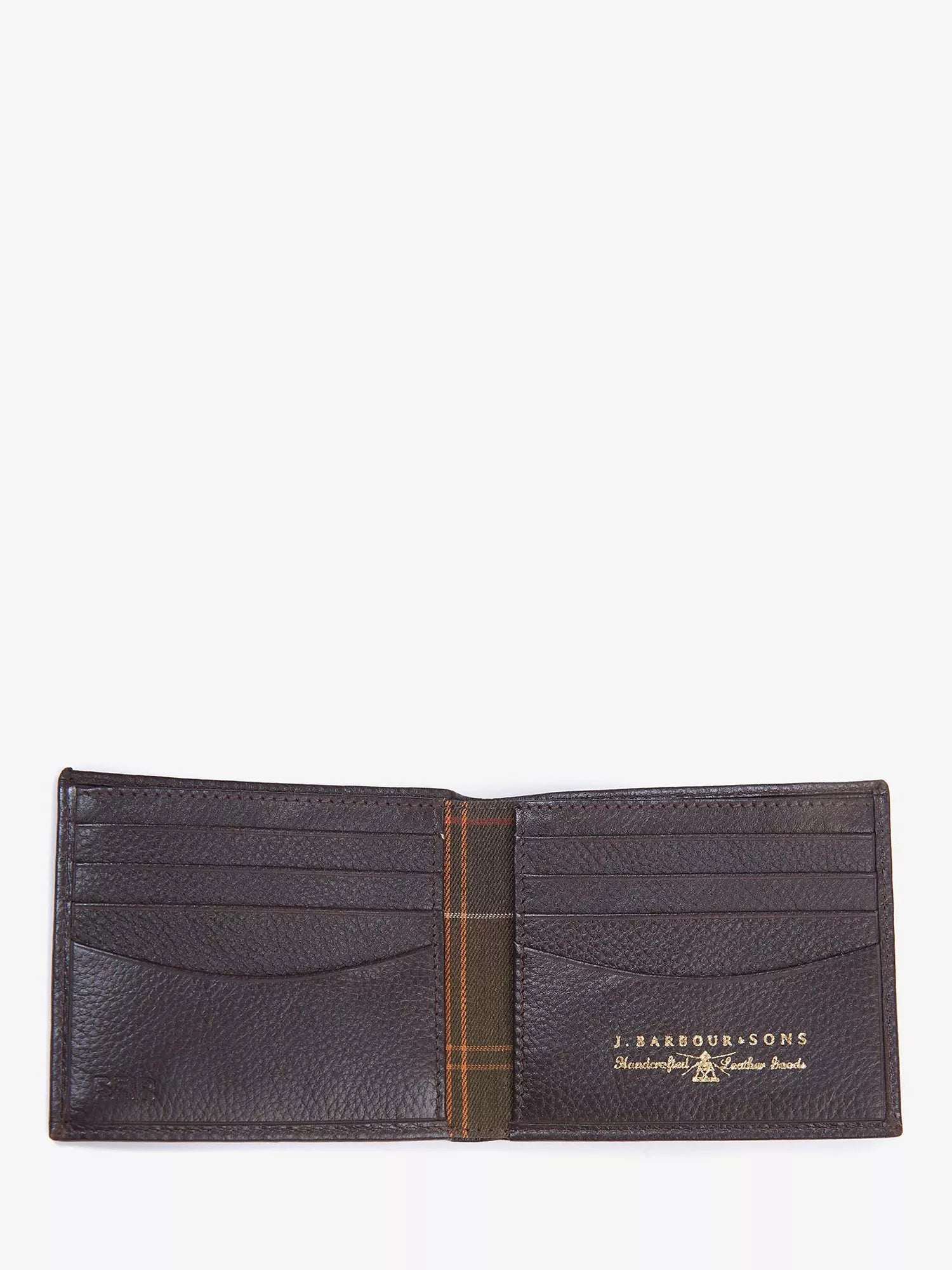 Barbour Amble Leather Billfold Wallet Dark Brown, UK version