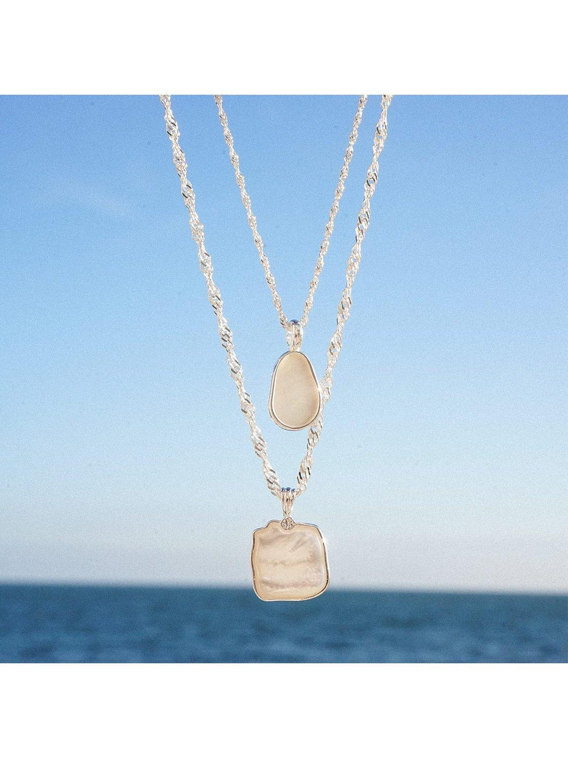 Daisy London mother of pearl pendant necklace, sterling silver, imported from the UK
