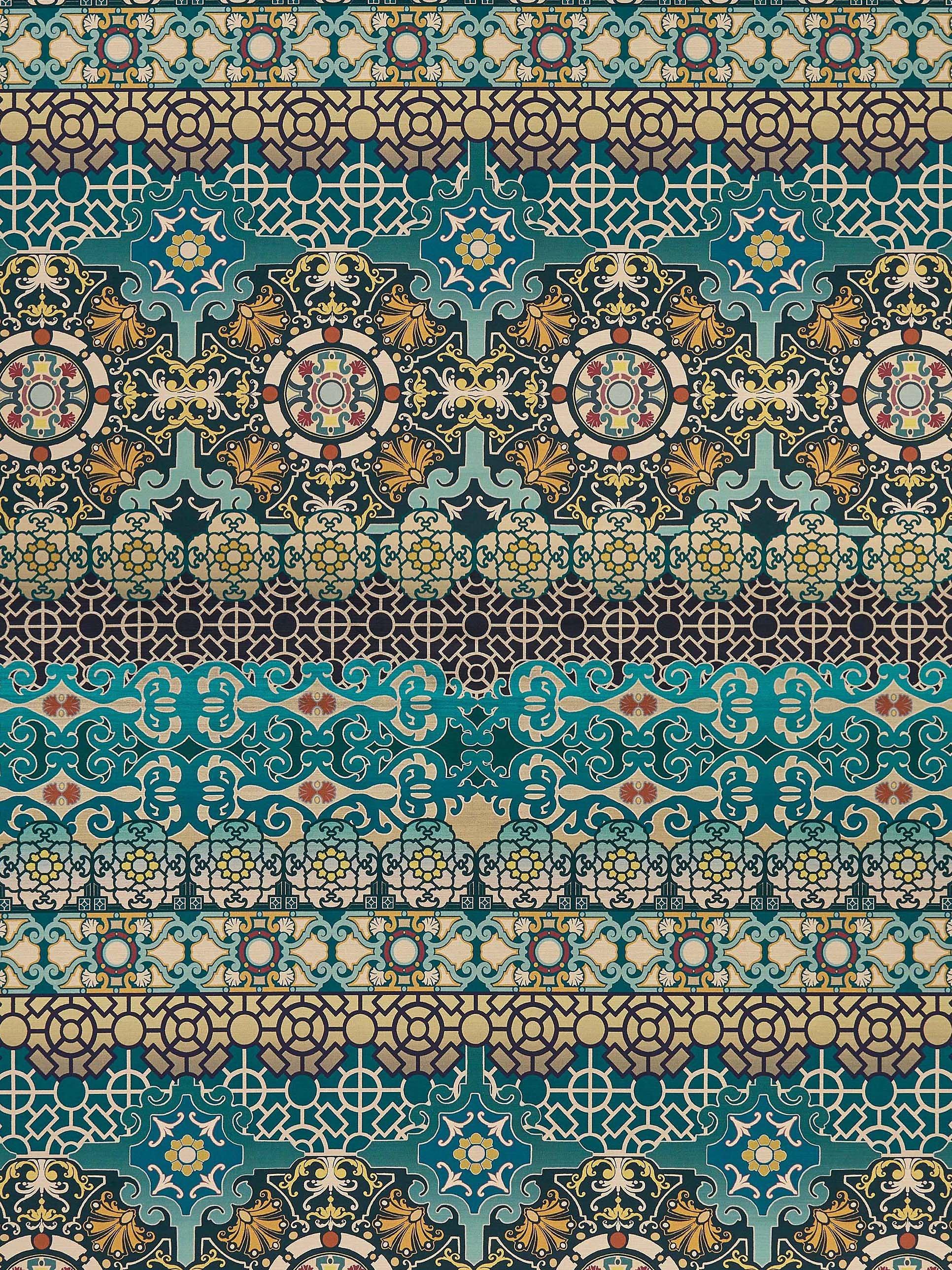 Osborne & Little Mansfield velvet fabric, chinoiserie pattern - British product