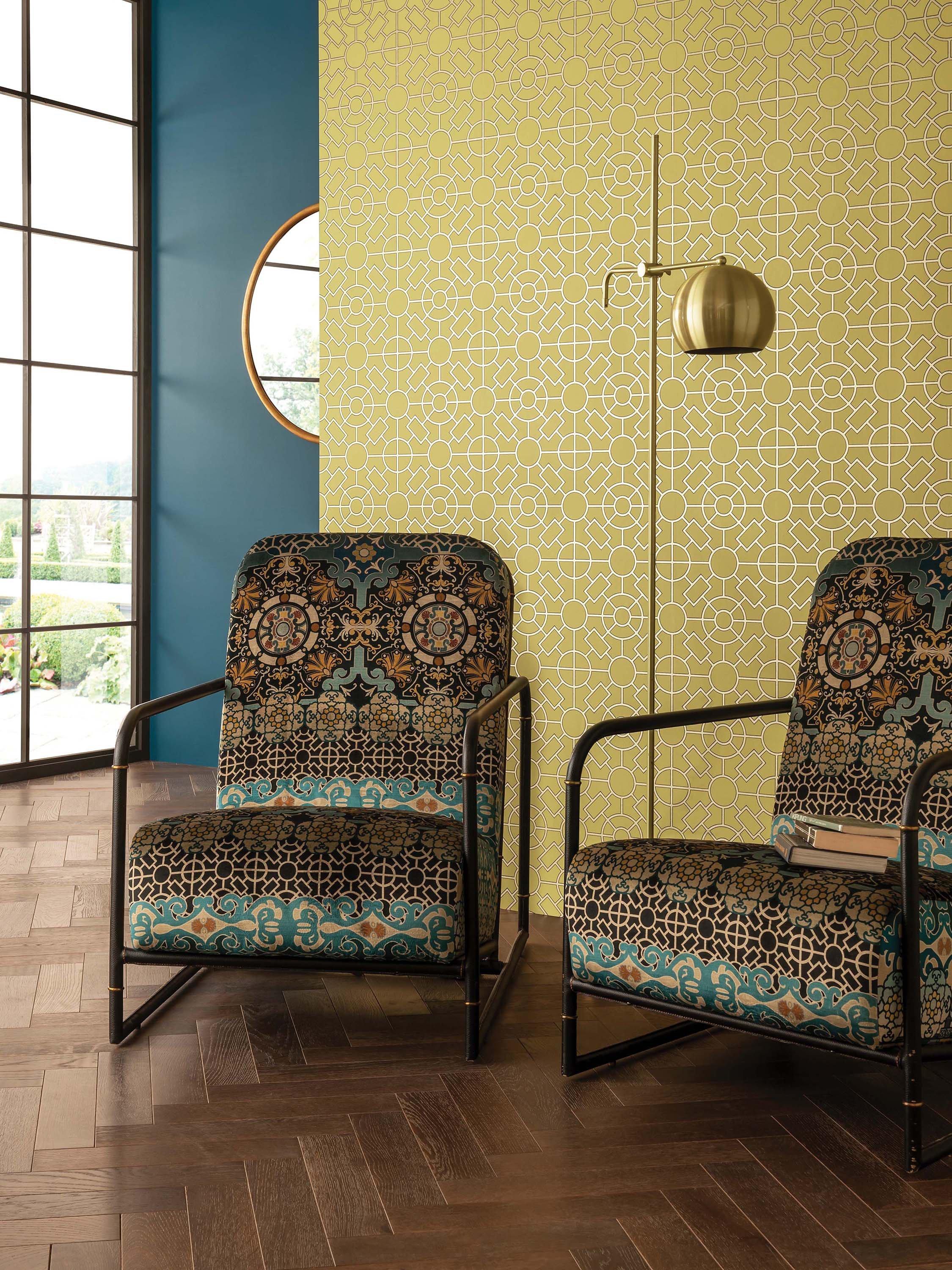 Osborne & Little Mansfield velvet fabric, chinoiserie pattern - British product