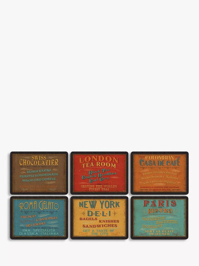 John Lewis Pimpernel Lunchtime Vintage Cork-Backed Placemats and Coasters, Set of 6- Buy online at McGrocer