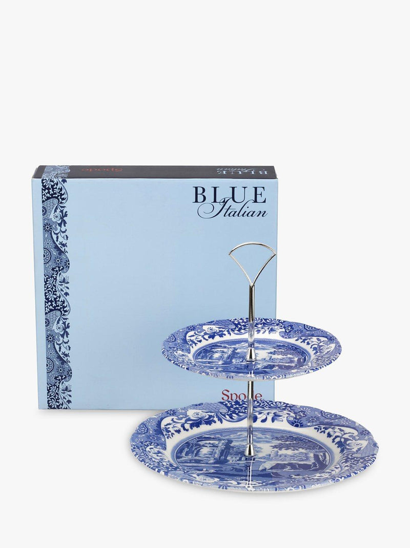 Spode Blue Italian 2-tier cake stand 27cm (British brand)