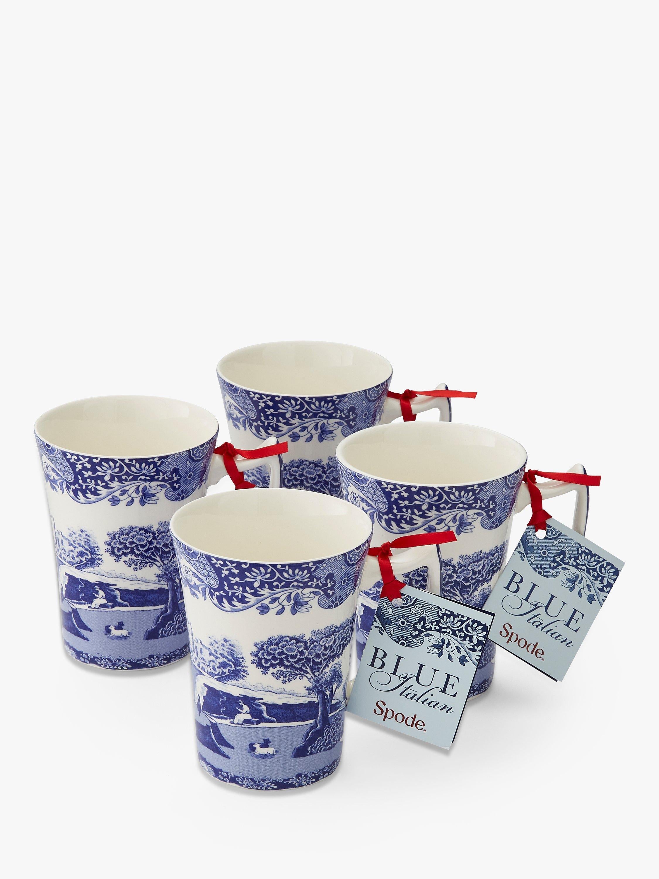 Spode Blue Italian Cottage mugs set of 4 280ml (British brand)
