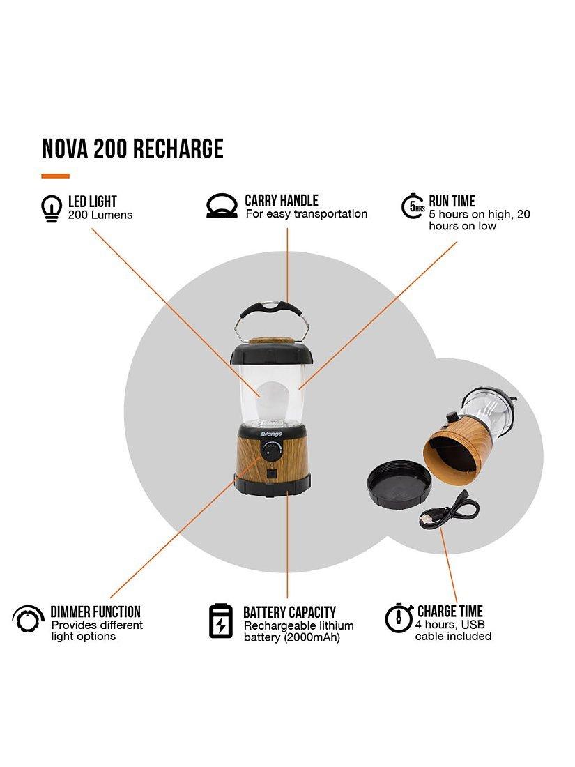 Vango Nova 200 rechargeable USB lantern camping light, imported from the UK