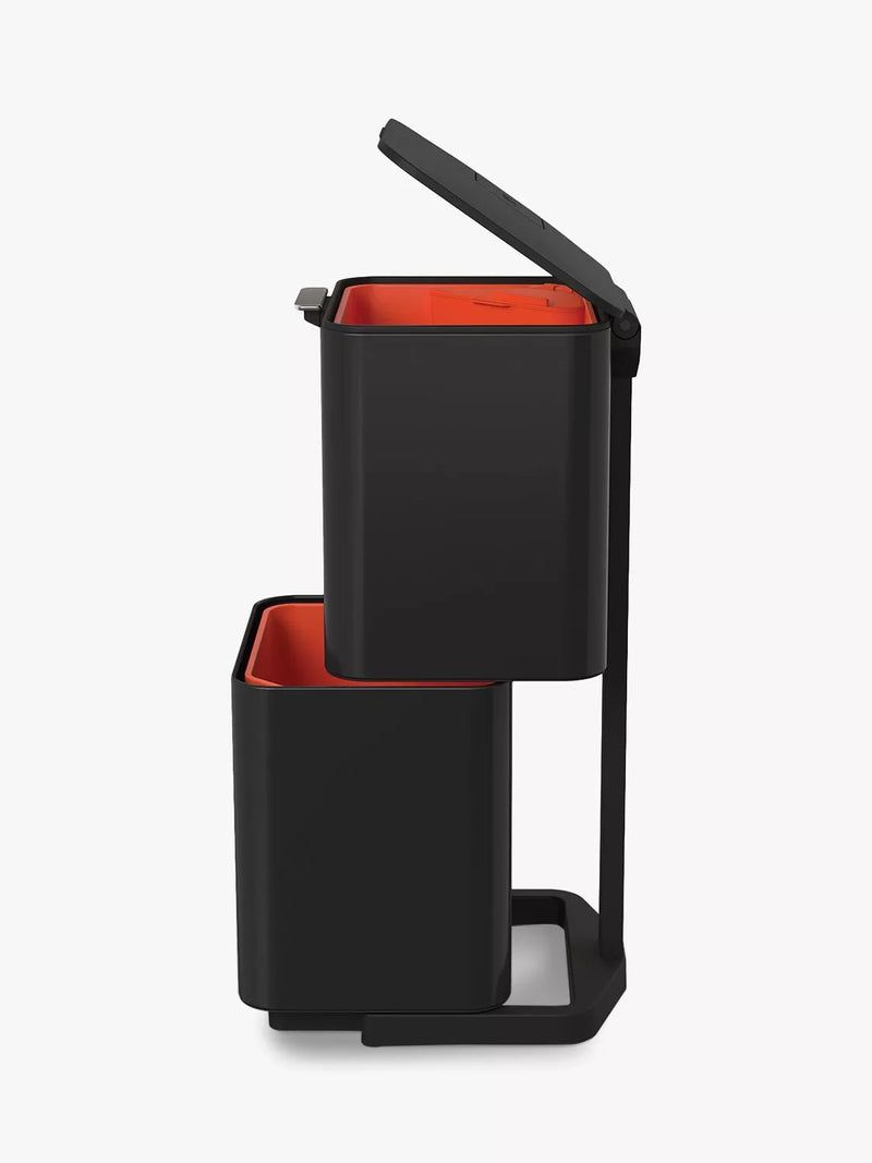 Joseph Joseph Totem Max 60L black waste and recycling bin, UK version