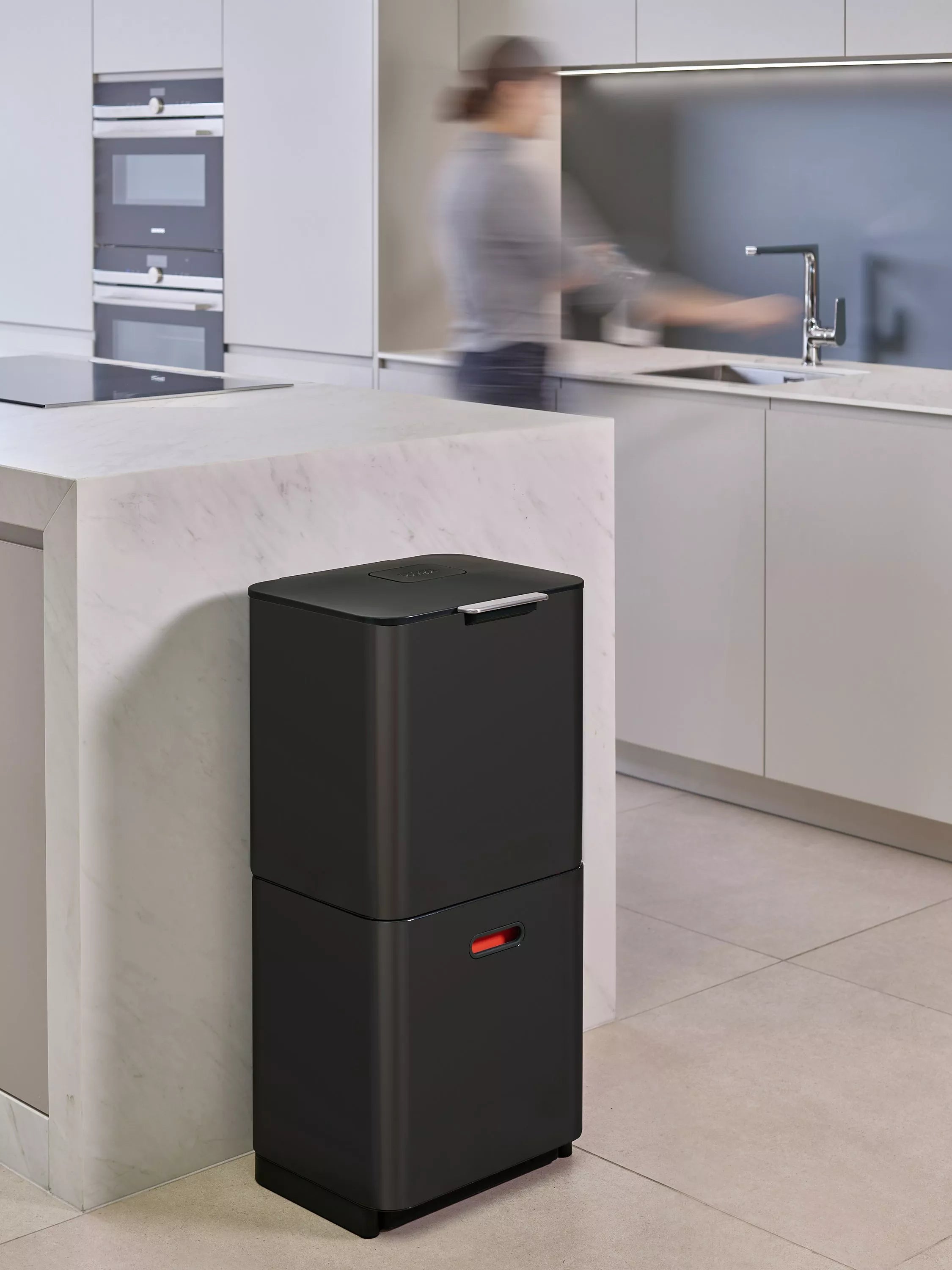 Joseph Joseph Totem Max 60L black waste and recycling bin, UK version