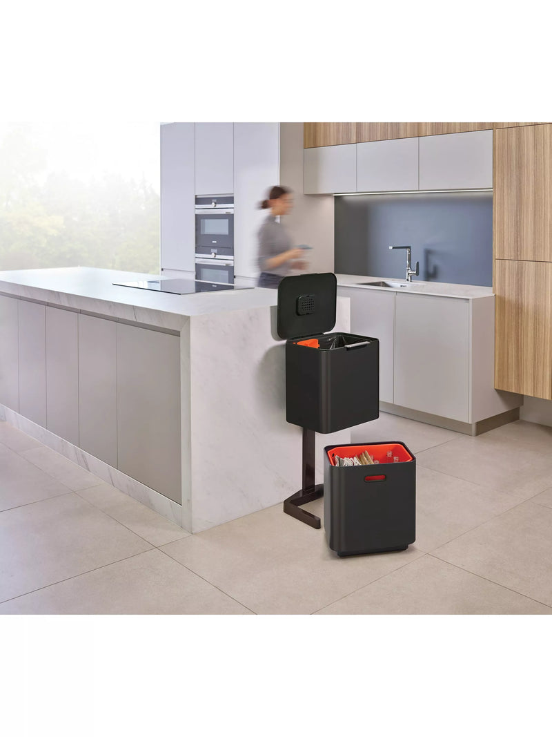 Joseph Joseph Totem Max 60L black waste and recycling bin, UK version