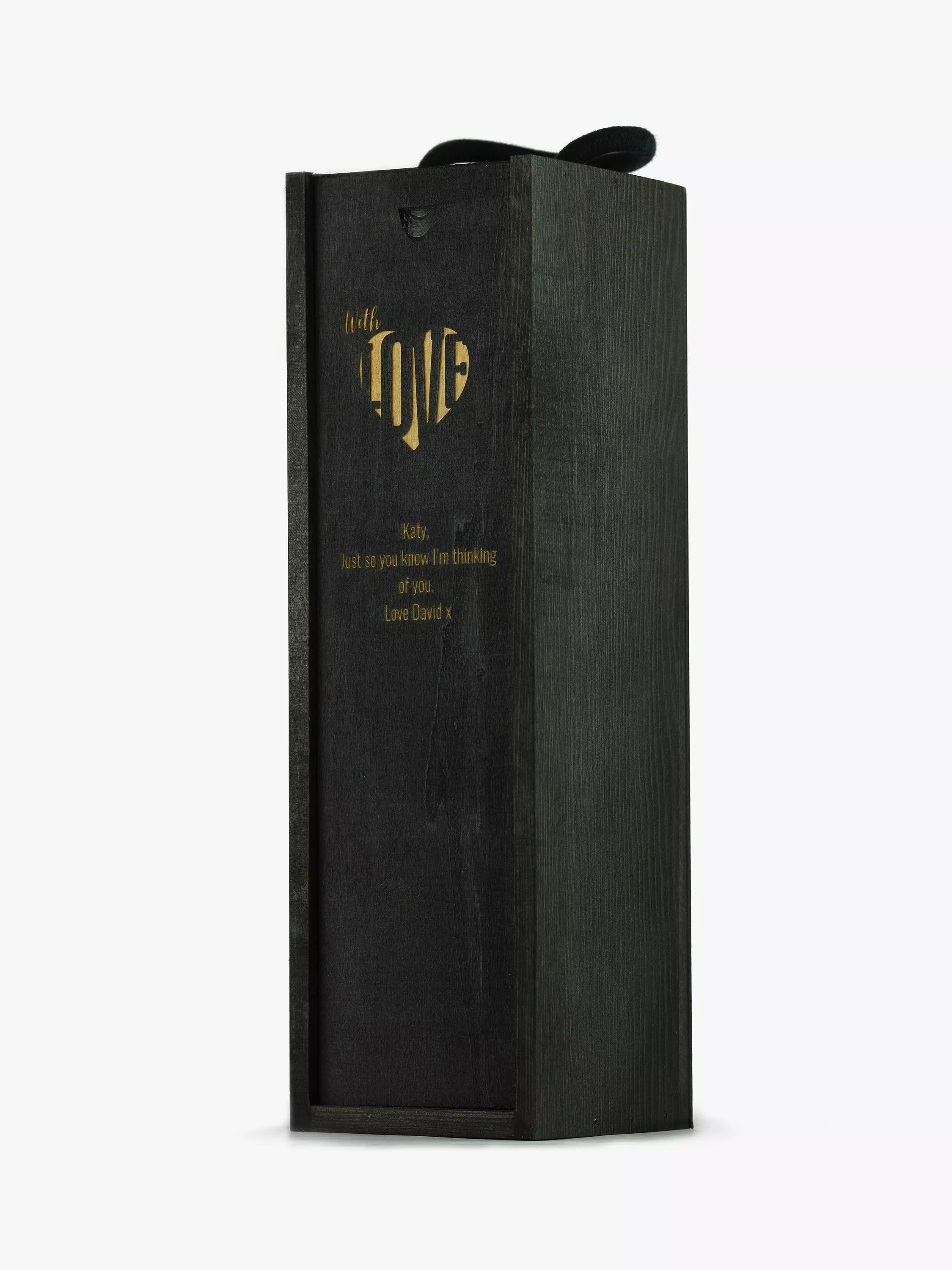 Totally About You personalised sliding lid pine wood wine box for standard bottle (British brand)