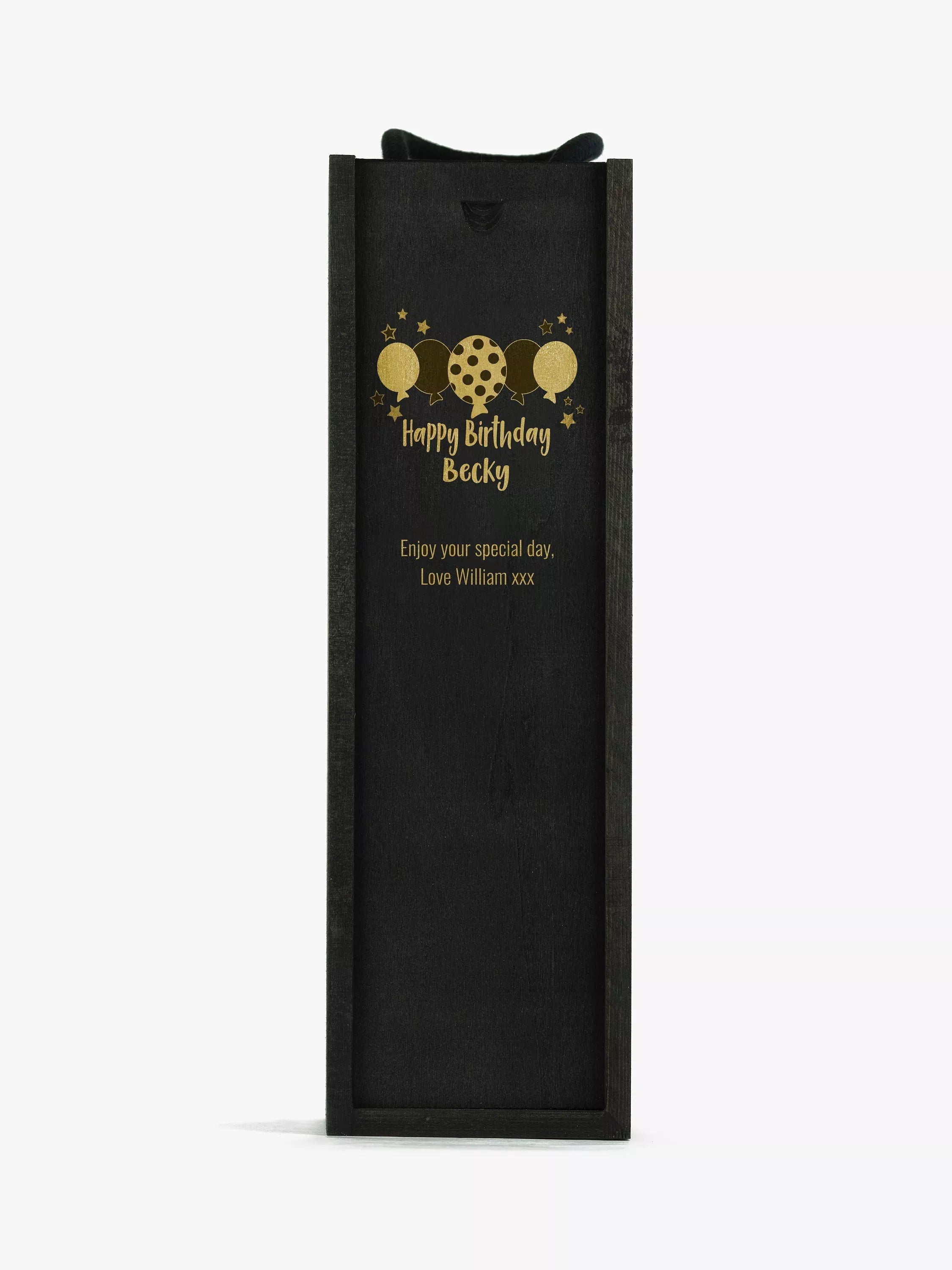 Totally About You personalised sliding lid pine wood wine box for standard bottle (British brand)