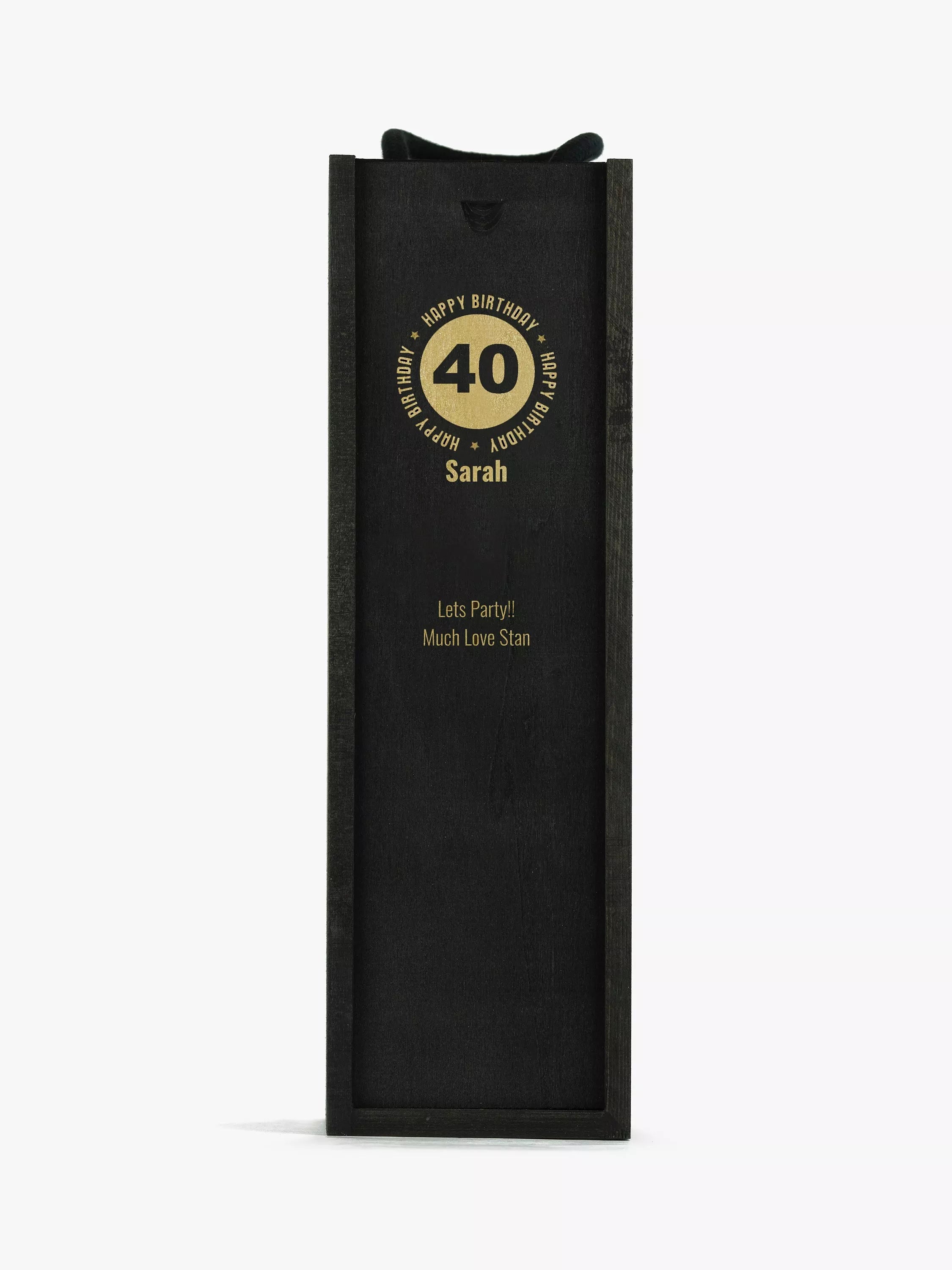 Totally About You personalised sliding lid pine wood wine box for standard bottle (British brand)