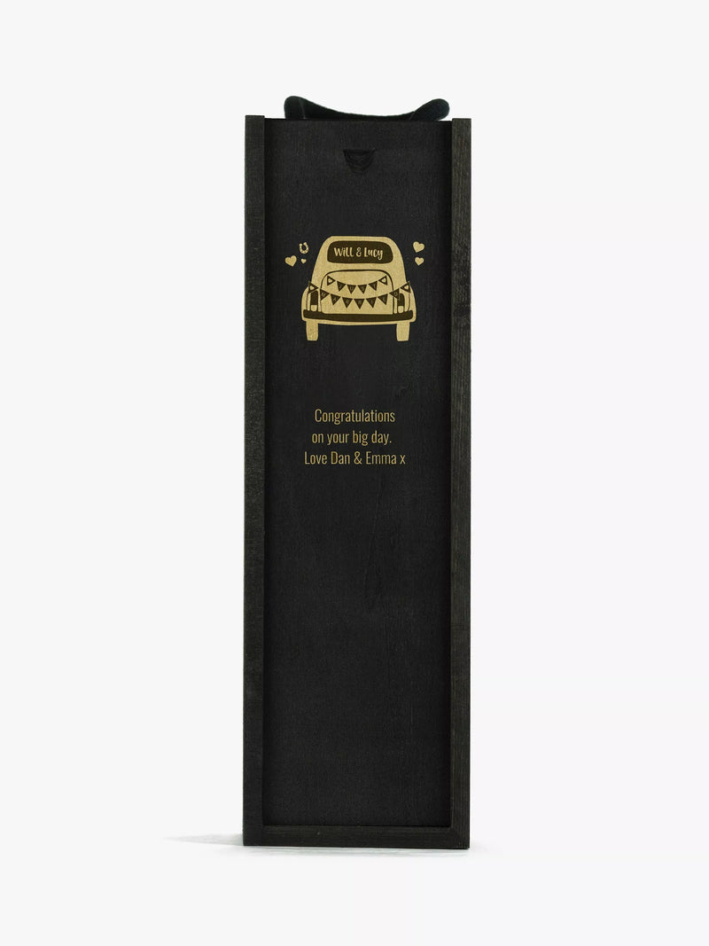 Totally About You personalised sliding lid pine wood wine box for standard bottle (British brand)