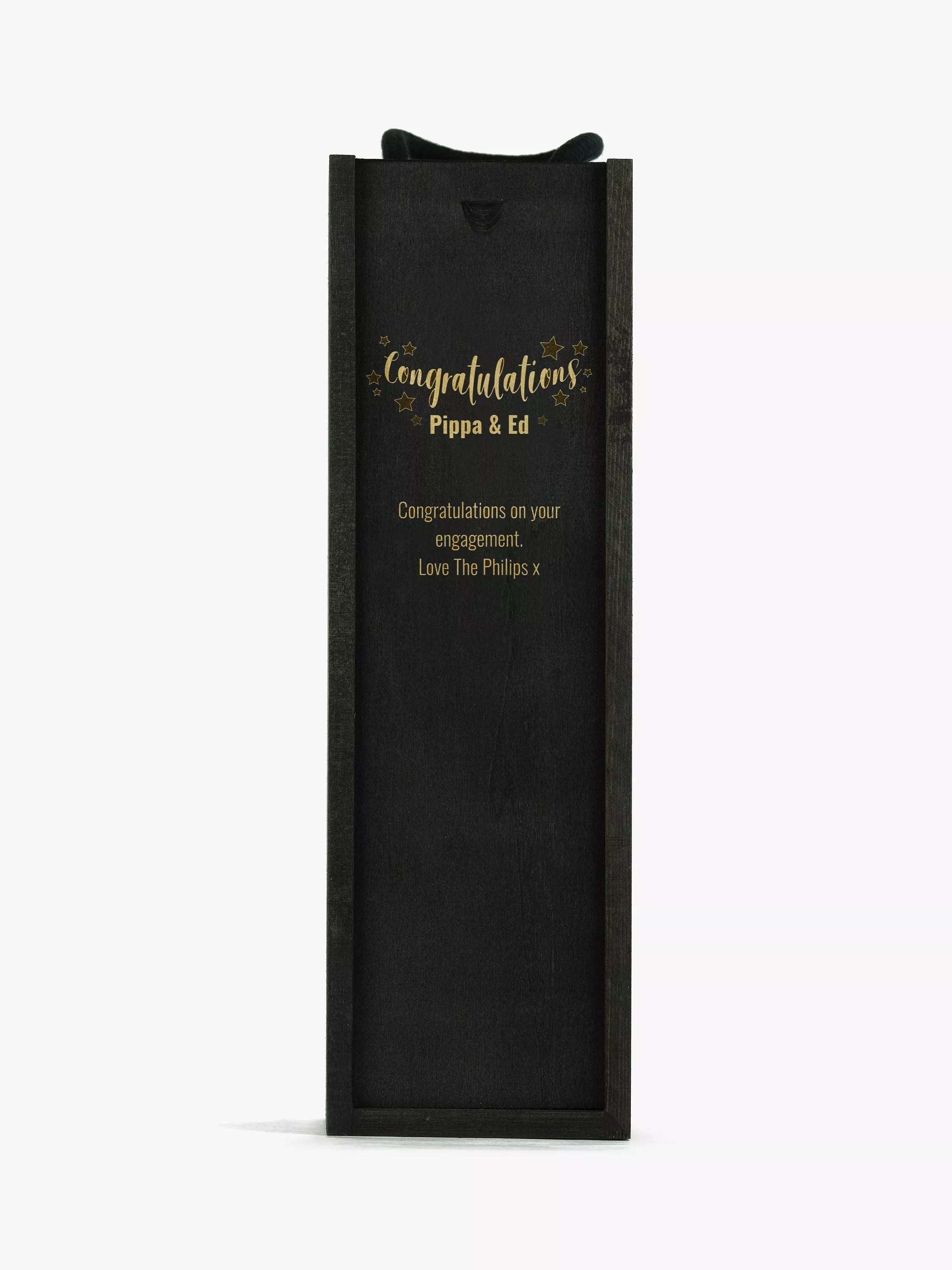 Totally About You personalised sliding lid pine wood wine box for standard bottle (British brand)
