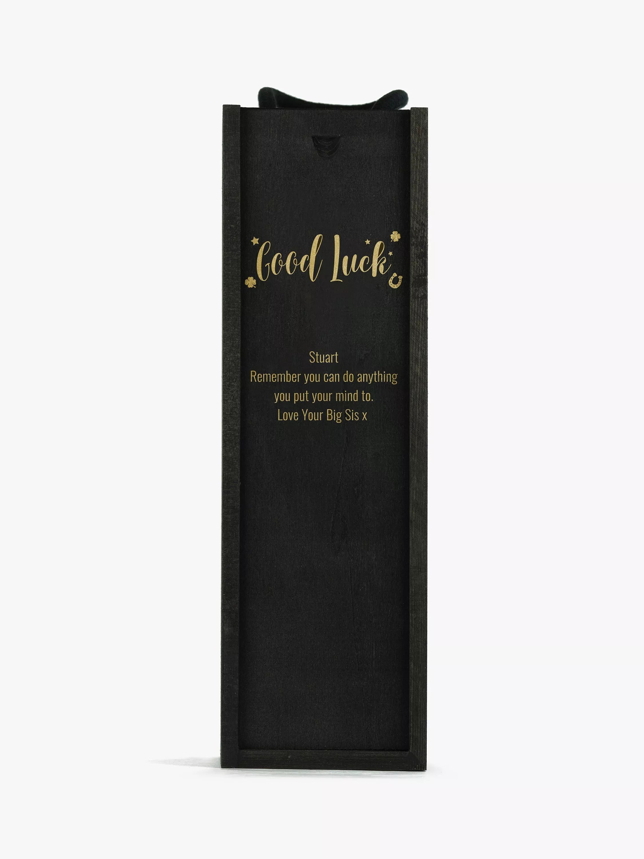 Totally About You personalised sliding lid pine wood wine box for standard bottle (British brand)