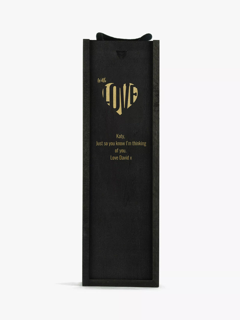 Totally About You personalised sliding lid pine wood wine box for standard bottle (British brand)