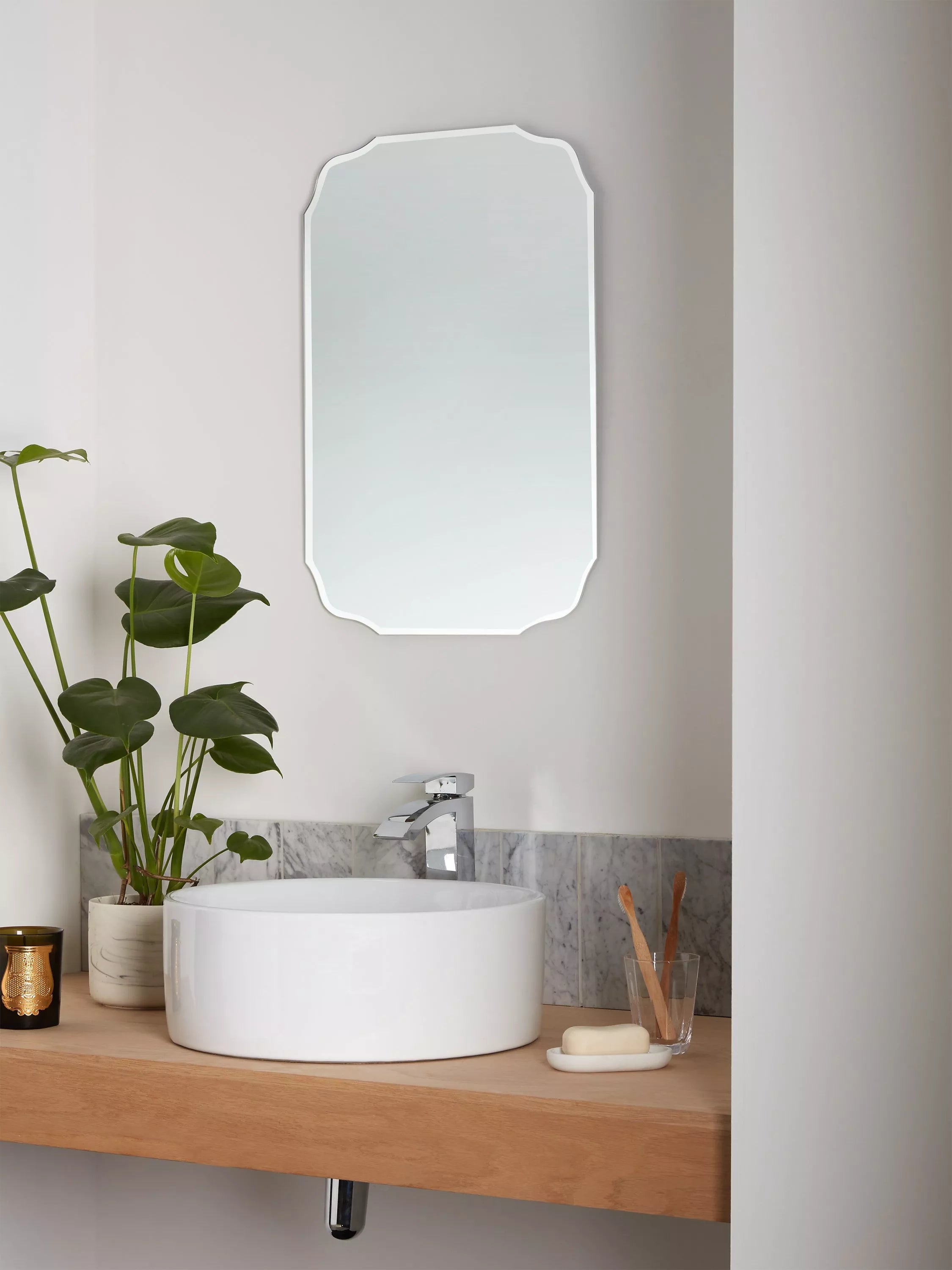 John Lewis vintage bathroom mirror scalloped shape, UK version