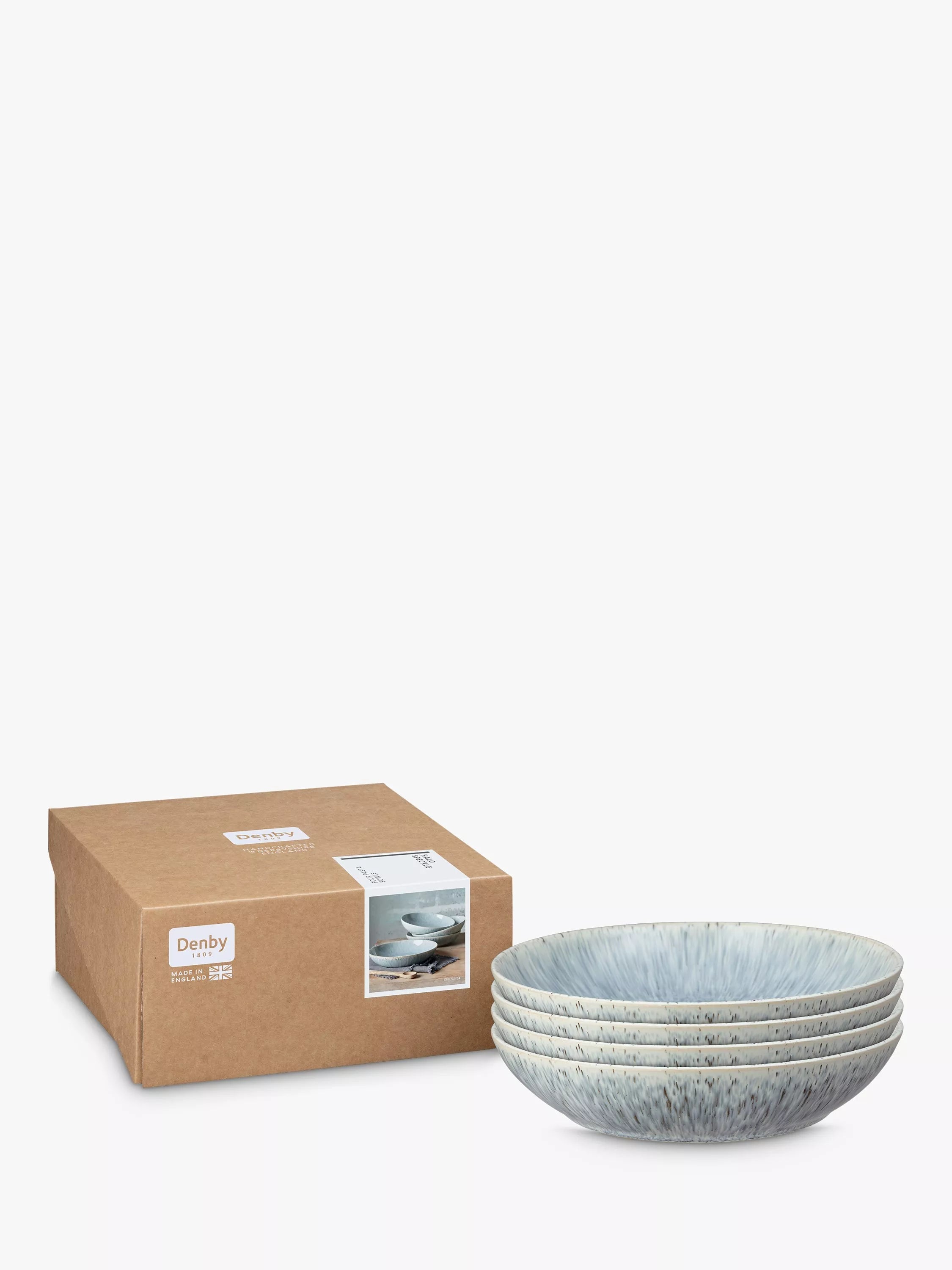 Denby Halo Speckle stoneware pasta bowls set of 4 22cm - British product