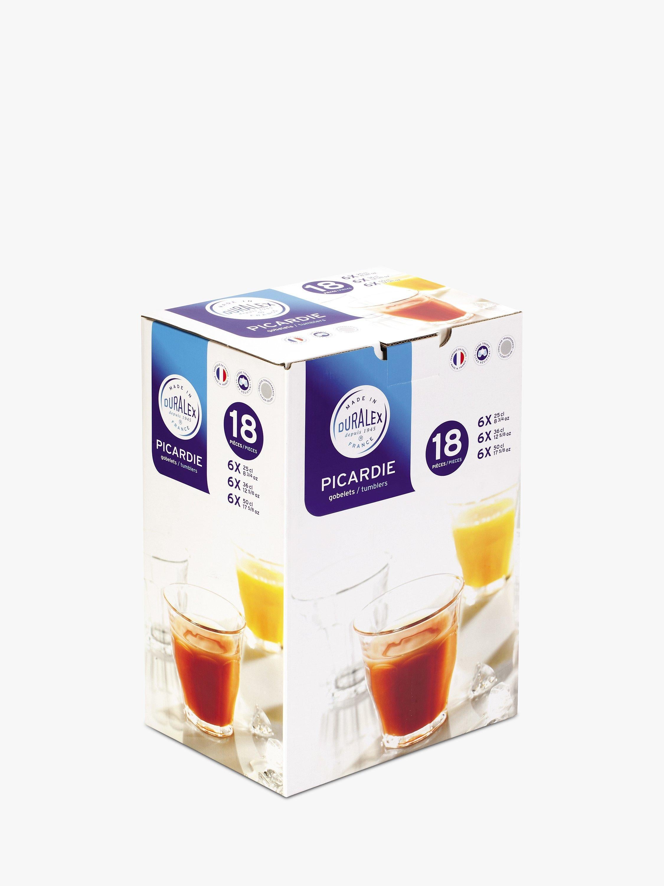 Duralex Picardie highball and tumbler glass set clear 18 piece - British product