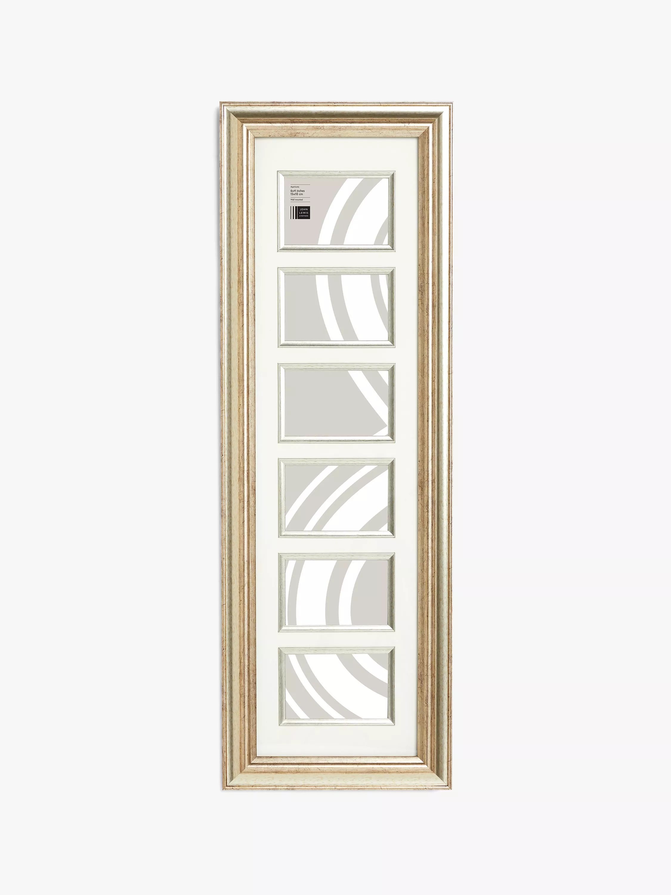 John Lewis multi-aperture photo frame in champagne for six 4x6 photos, UK version