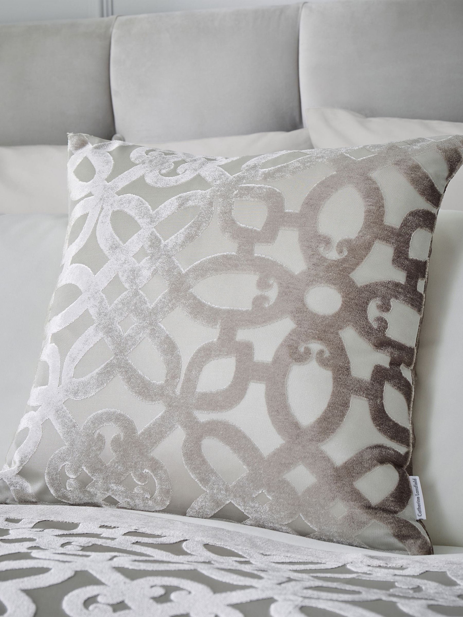 Catherine Lansfield lattice velvet cushion (British brand)
