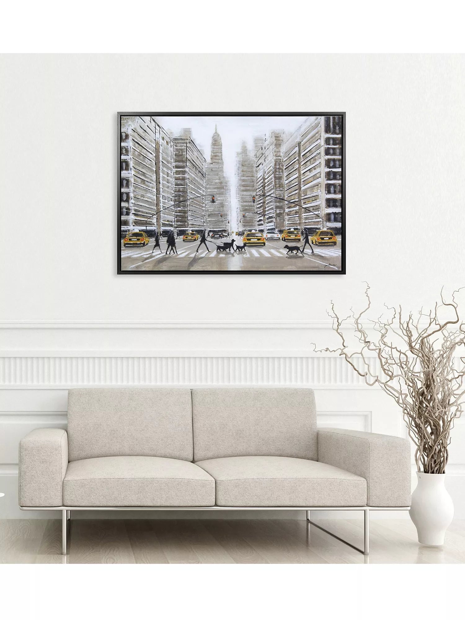 John Lewis Dog Walker Day New York framed canvas print 70x100cm, UK version