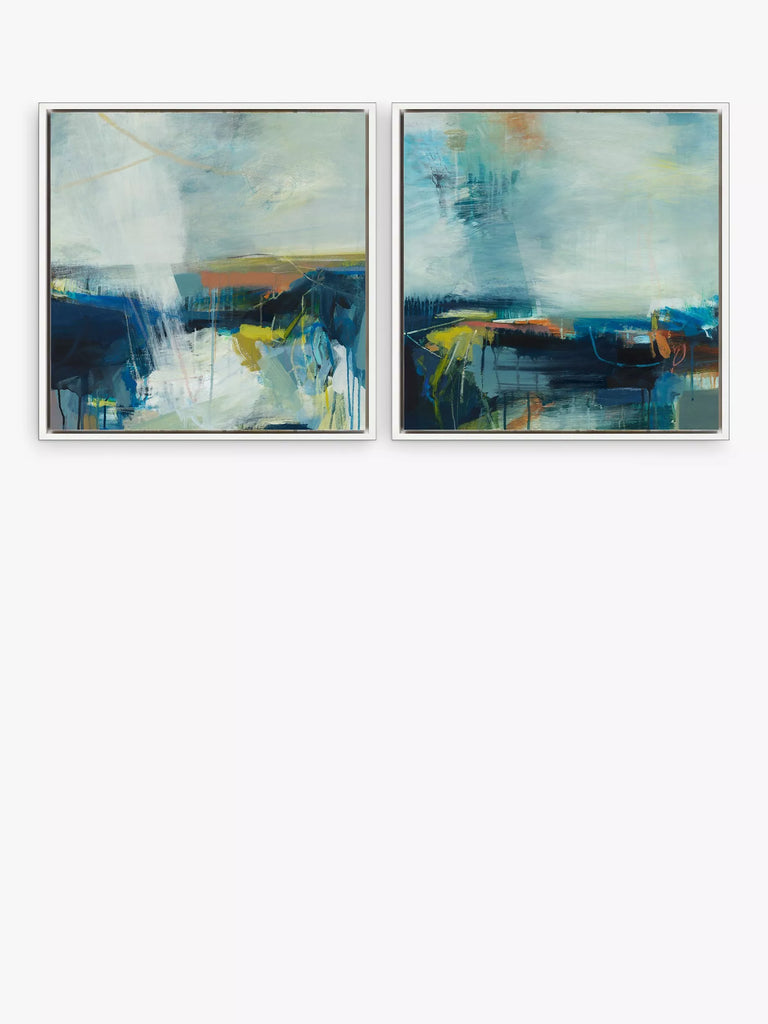 John Lewis Alice Sheridan 'Finding Light & Space' Abstract Framed Canvas Prints, Set of 2, 64 x 64cm, Blue/Multi