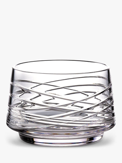 Footed Cut Glass Bowl with Aran Pattern and Diamond Shapes