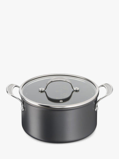 John Lewis Hard Anodised Aluminium Non-Stick Stockpot with Glass Lid 24cm- Buy online at McGrocer