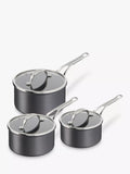 Tefal hard anodised aluminium non-stick saucepan set with glass lids, 16cm, 18cm, 20cm, UK version