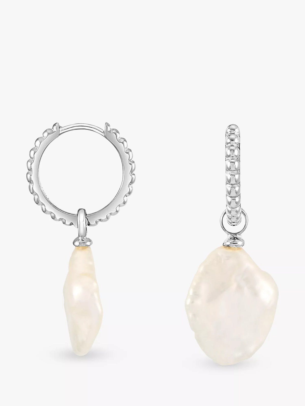 Dower & Hall keshi pearl hoop earrings sterling silver 1.5cm (British brand)