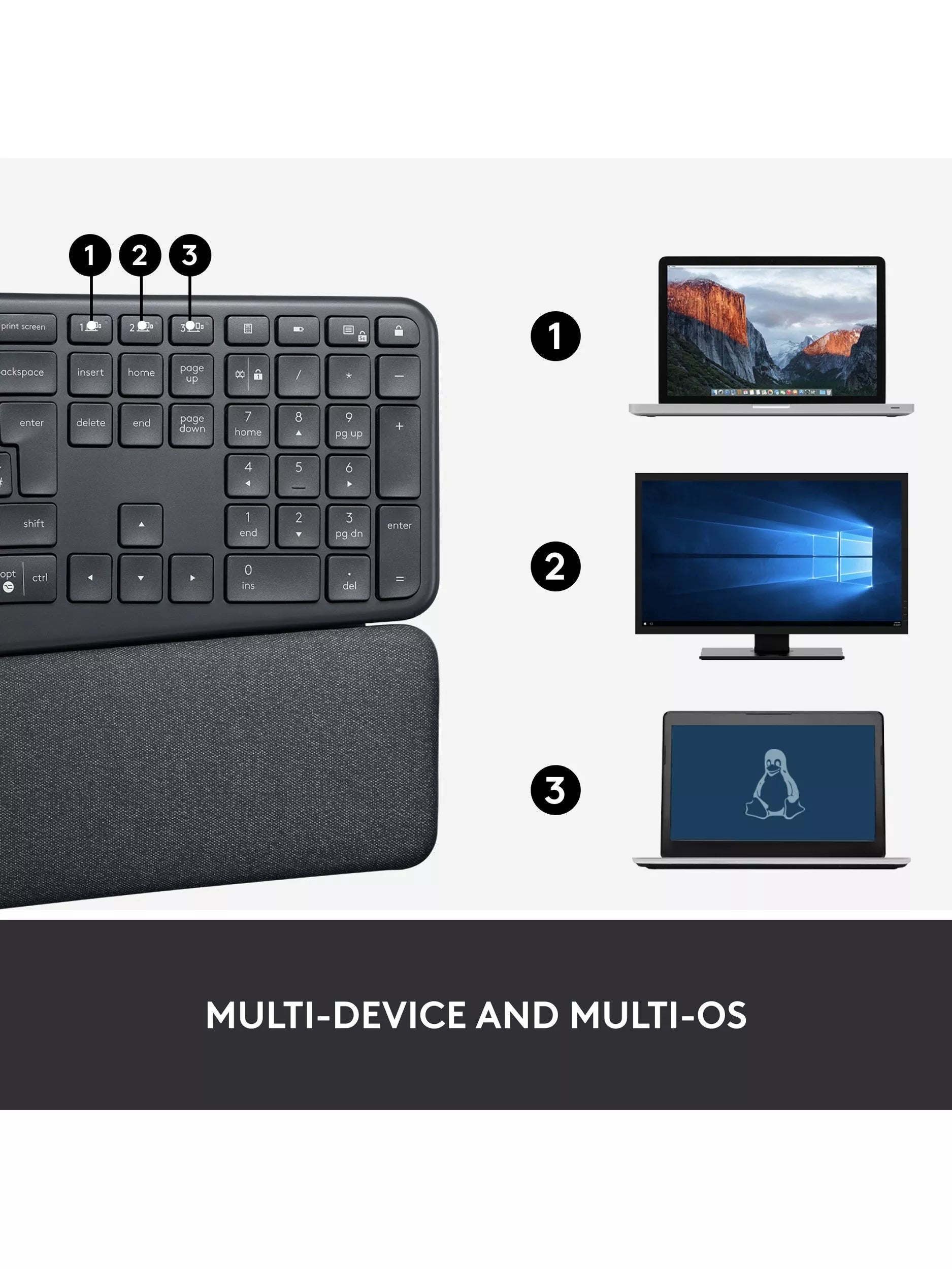 Logitech ERGO K860 ergonomic Bluetooth keyboard (British brand)