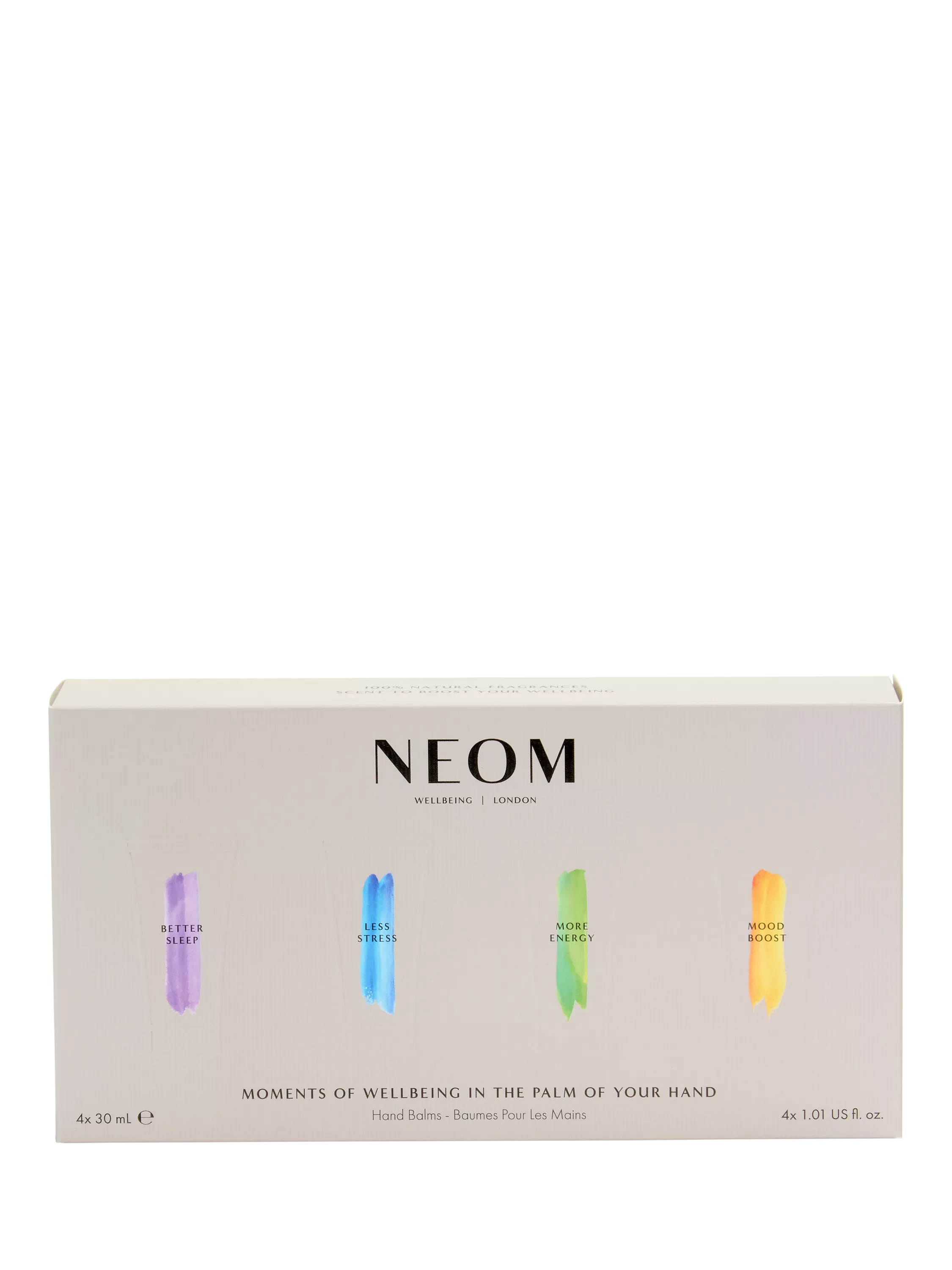 NEOM hand balm gift set with four 30ml balms, imported from the UK