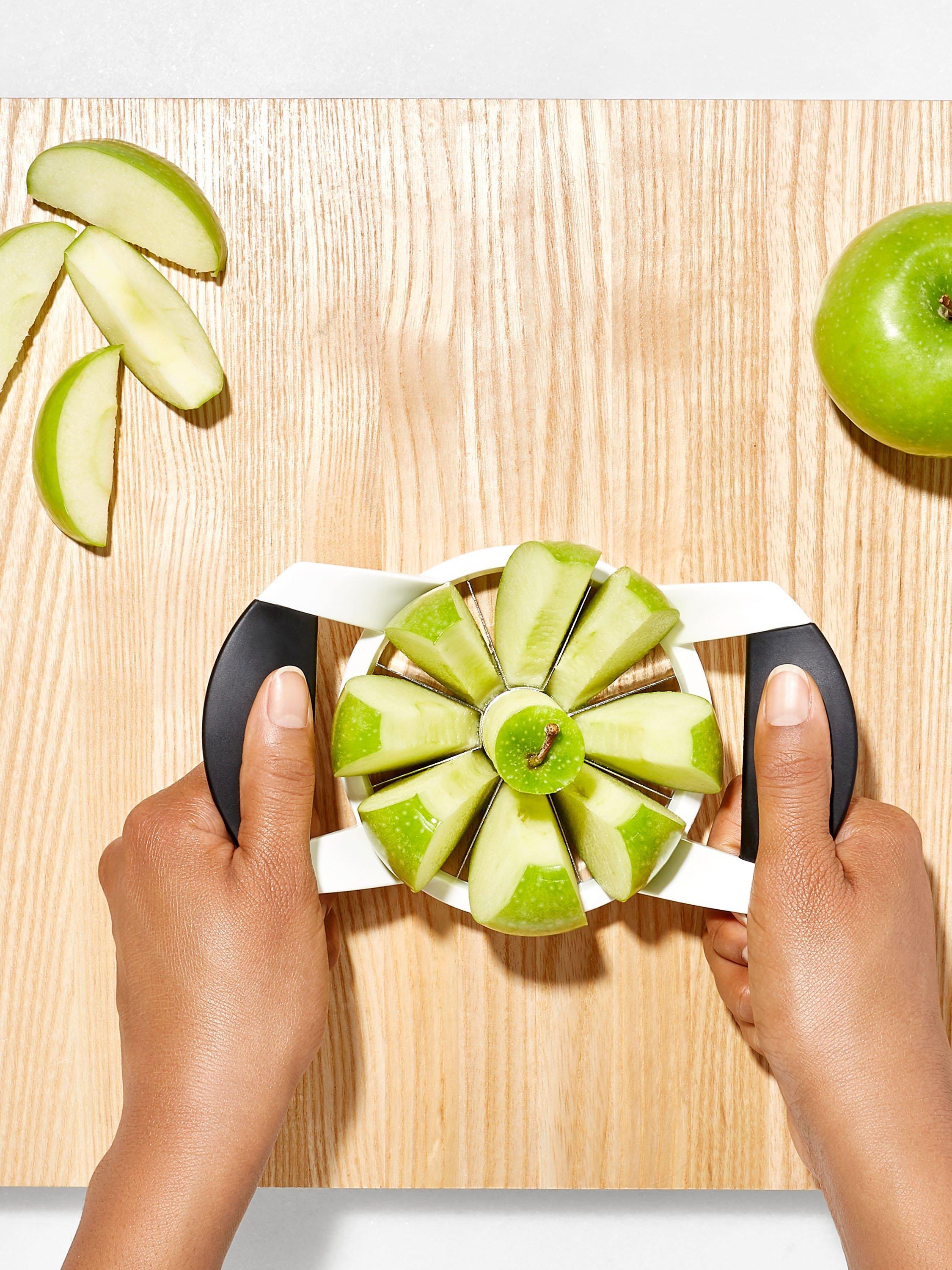 OXO Good Grips stainless steel apple corer and splitter with non-slip handles, imported from the UK