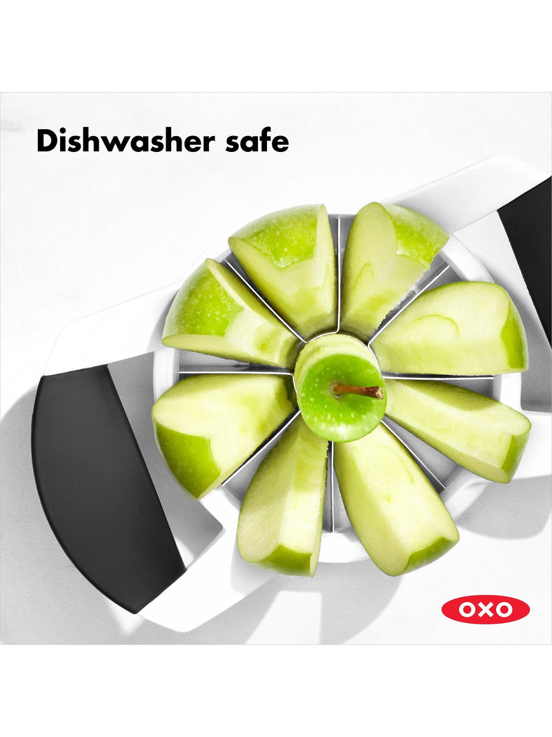 OXO Good Grips stainless steel apple corer and splitter with non-slip handles, imported from the UK
