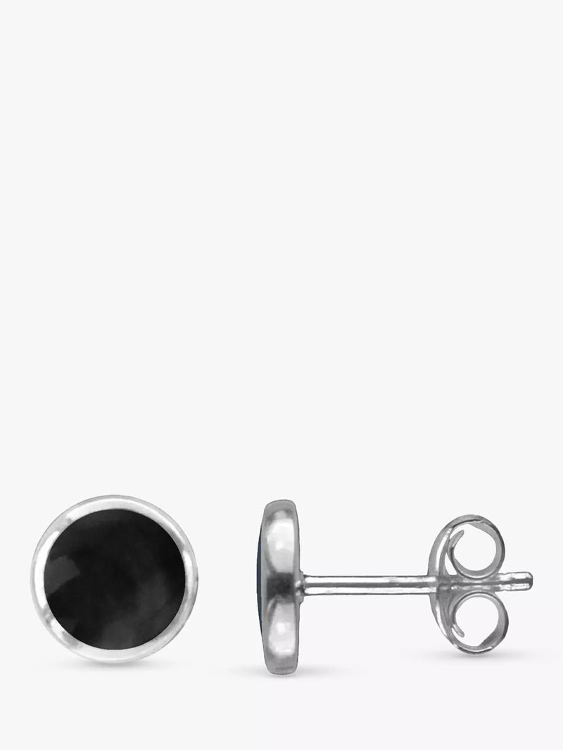 Nina B stud earrings round imitation onyx 0.8cm, UK version