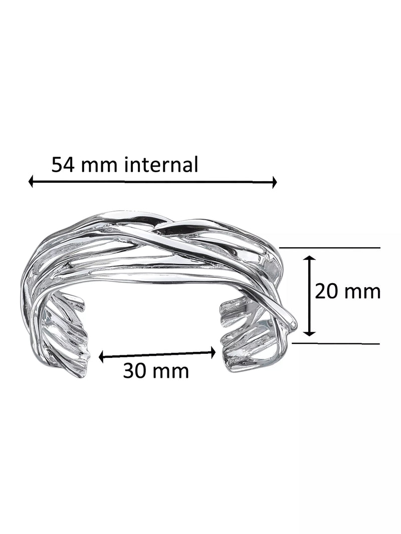 Nina B multi-strand cuff bangle silver, imported from the UK