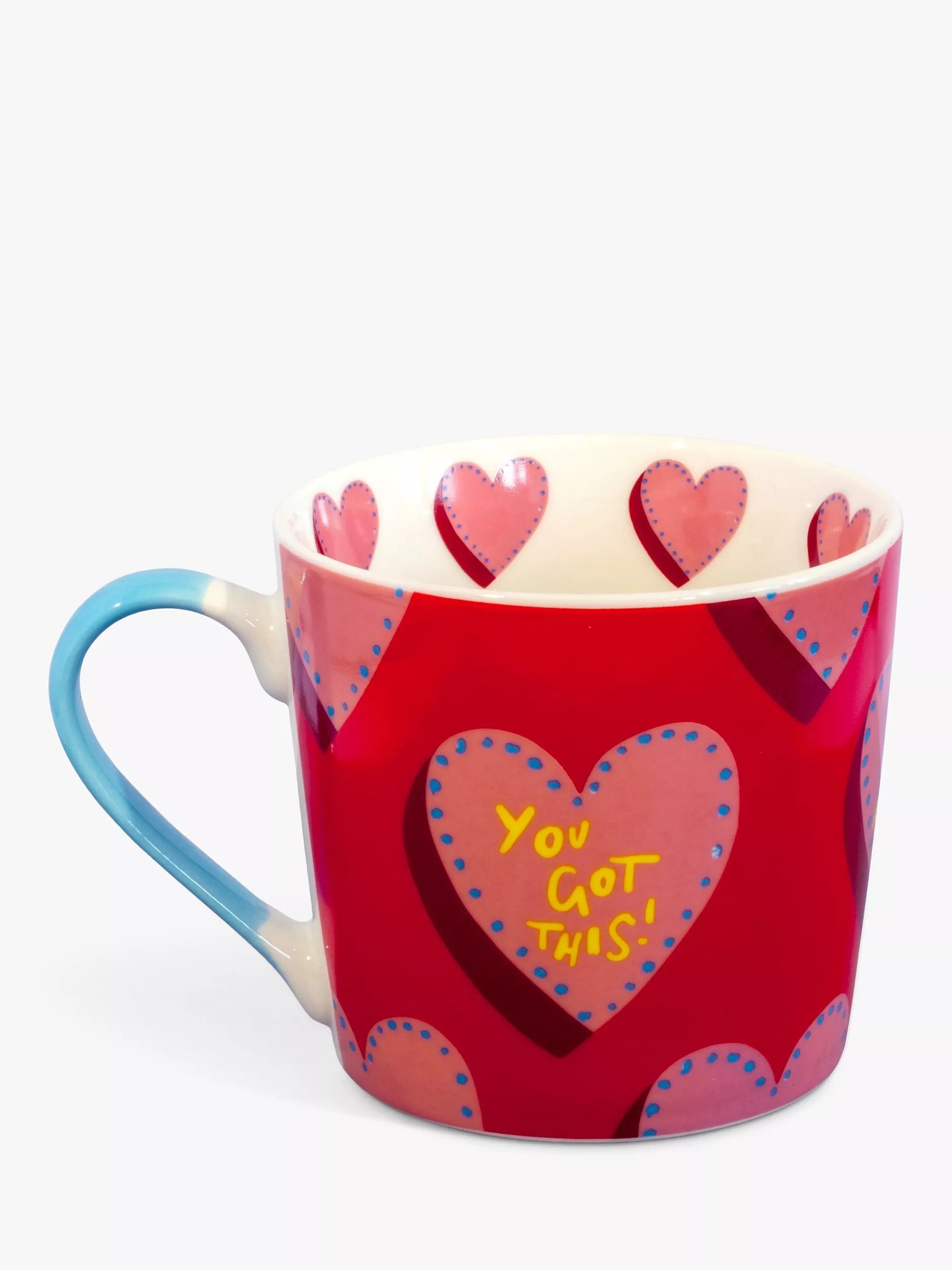 Eleanor Bowmer hearts mug with positive sentiments 300ml red - British product