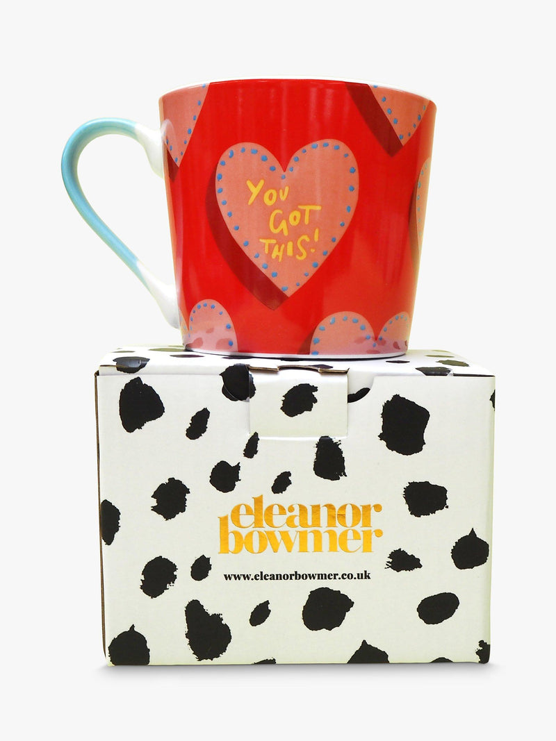 Eleanor Bowmer hearts mug with positive sentiments 300ml red - British product