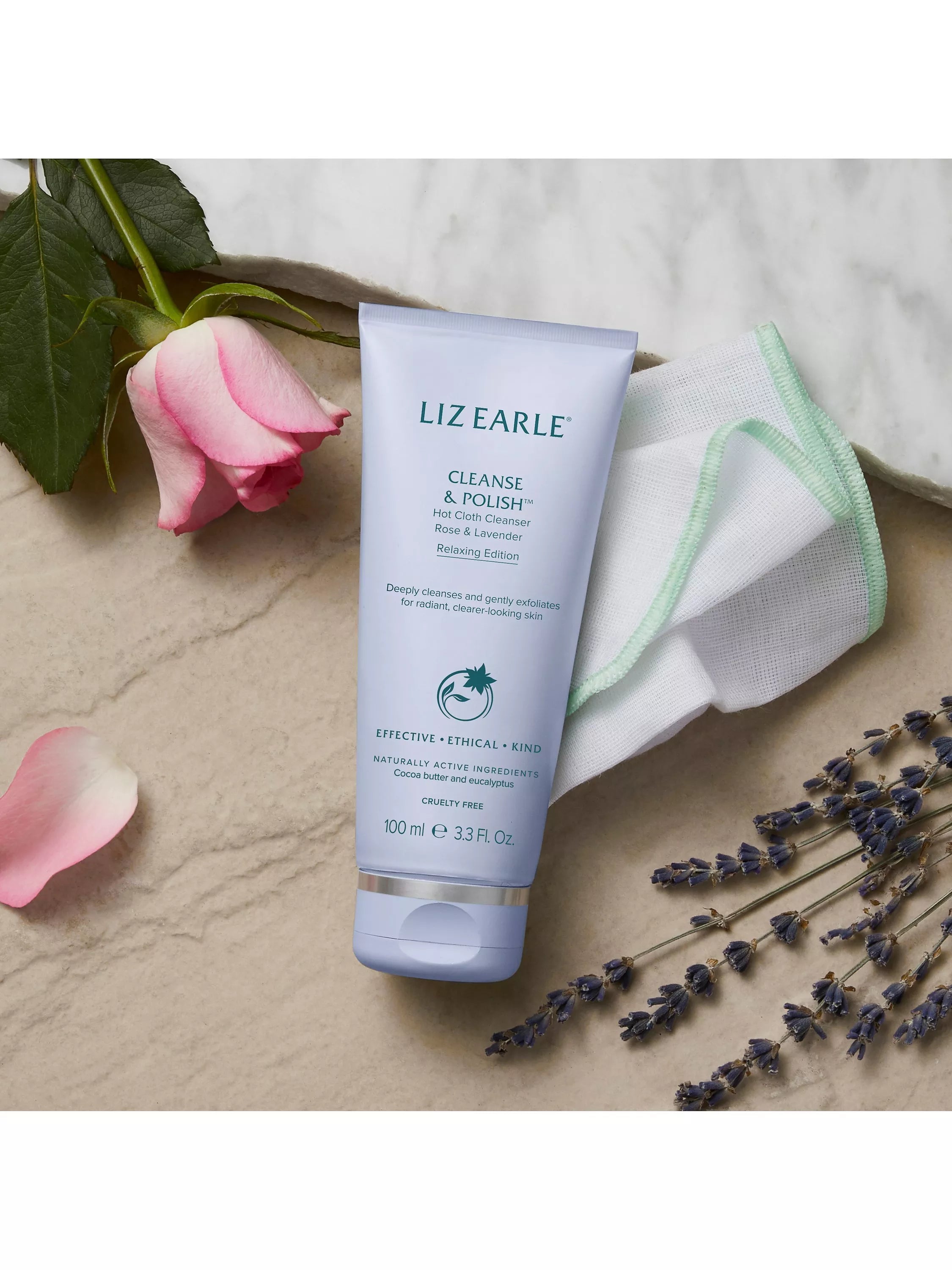 Relaxing hot cloth cleanser with rose and lavender oils 100ml, UK version