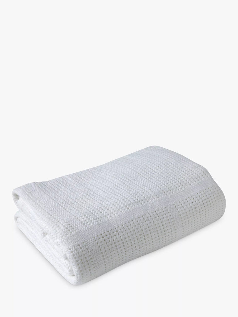 Clair de Lune Baby Cotton Cellular Cot Blanket, 150 x 100cm, White