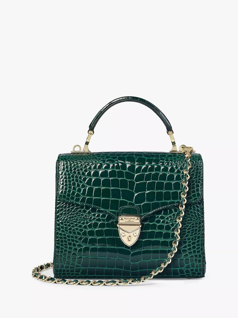 Aspinal of London Midi Mayfair Croc Effect Leather Cross Body Bag