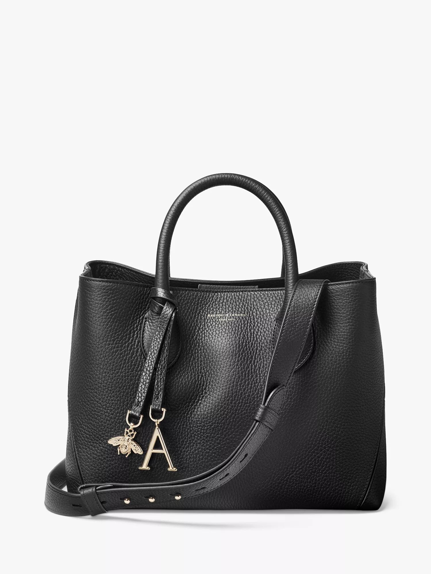 Aspinal of London Midi Pebble Leather Tote Bag, imported from the UK