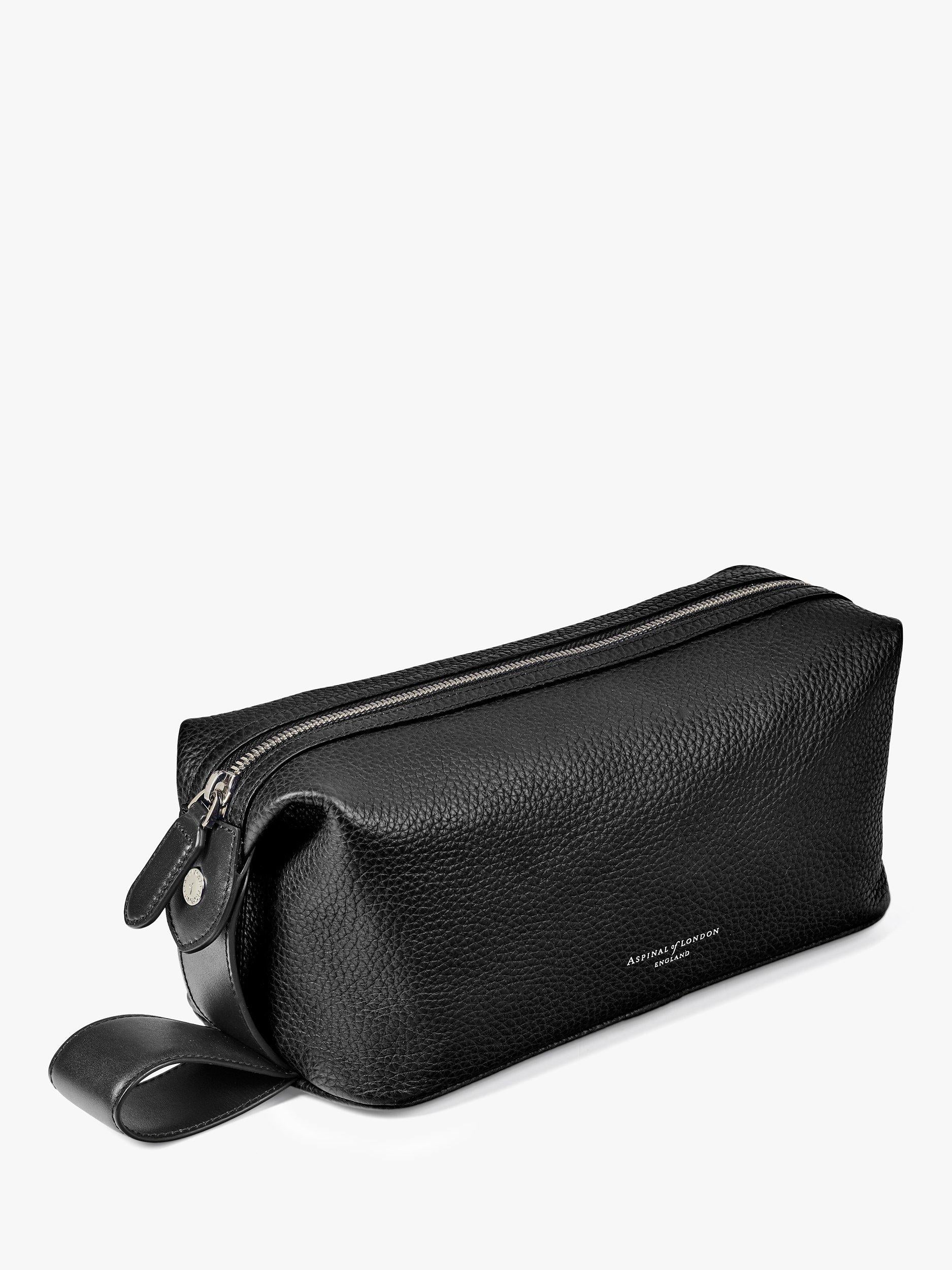 Aspinal of London black pebble leather wash bag - British product