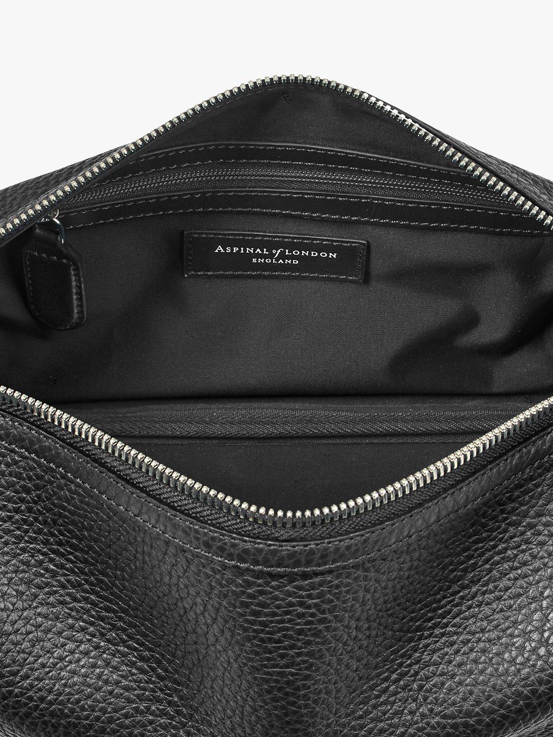 Aspinal of London black pebble leather wash bag - British product