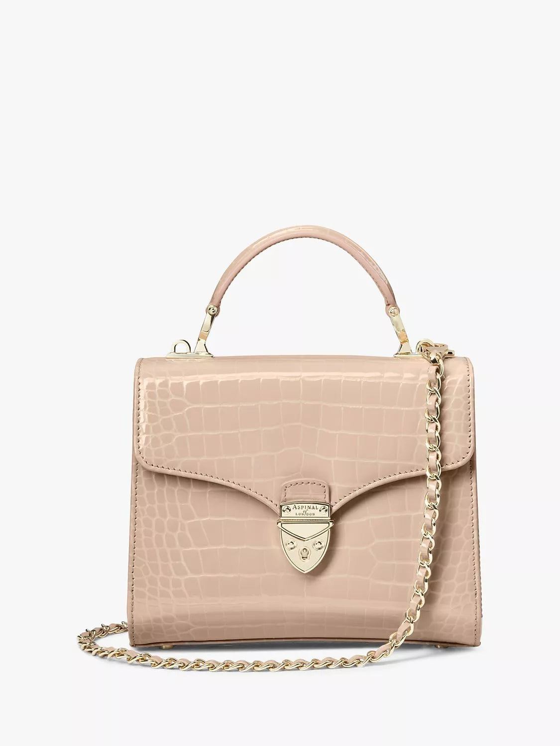 Aspinal of London Midi Mayfair croc effect leather cross body bag, UK version